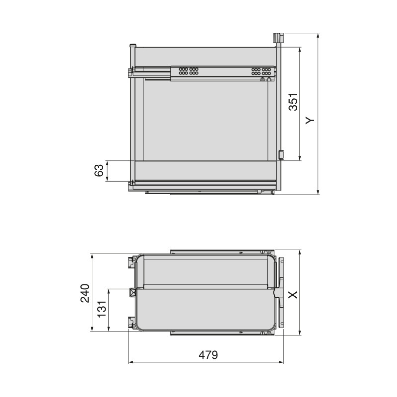 Carrello estraibile Harmony 300mm Emuca acciaio legno grigio cucina