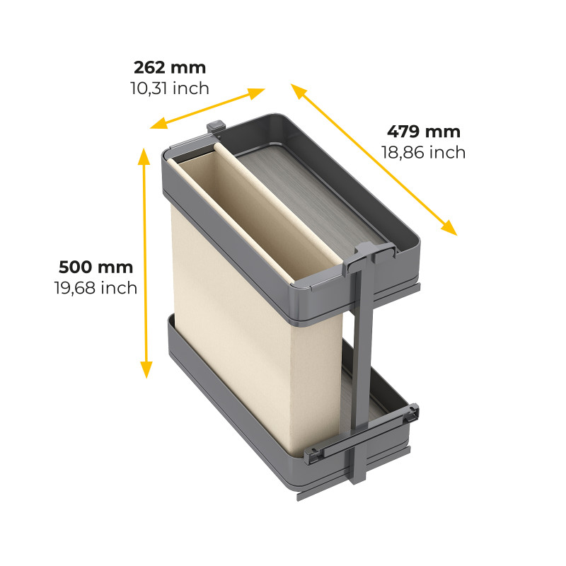 Carrello estraibile Harmony 300mm Emuca acciaio legno grigio cucina