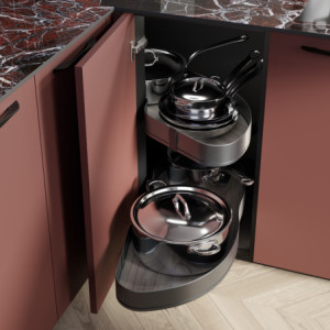 Zoom Carrello estraibile Harmony con chiusura soft, Modulo larghezza 400mm altezza 700mm, Acciaio e Legno, Grigio antracite