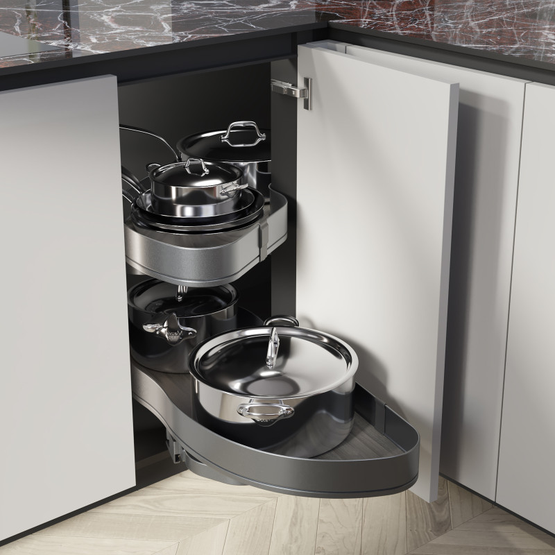 Carrello estraibile Harmony 300mm Emuca acciaio legno grigio cucina