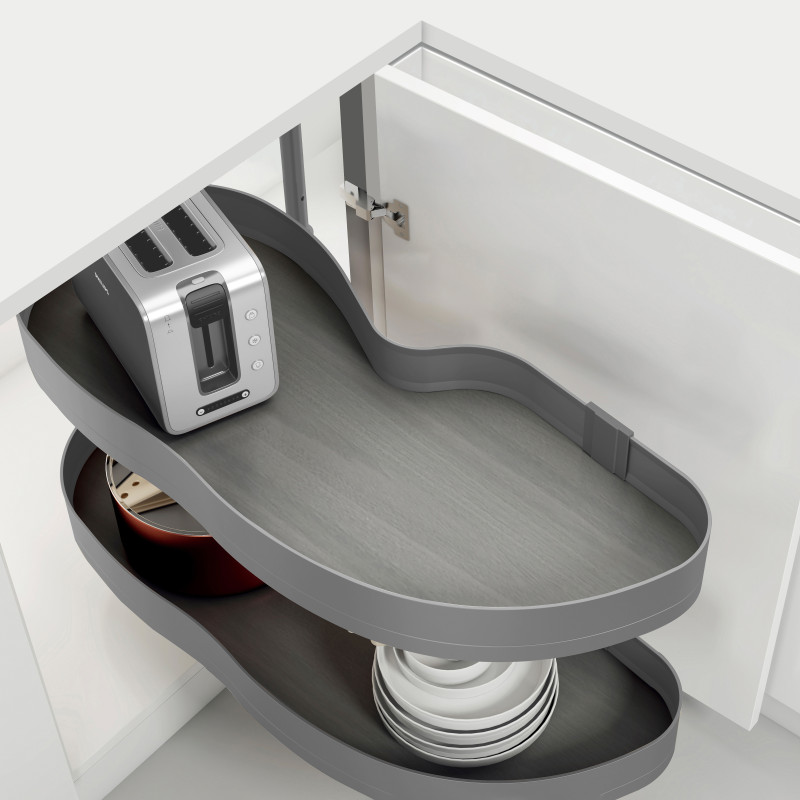 Carrello estraibile Harmony 300mm Emuca acciaio legno grigio cucina
