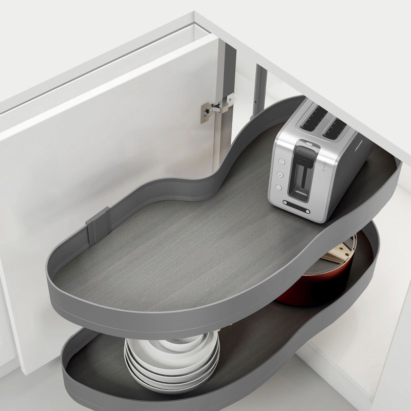 Carrello estraibile Harmony con chiusura soft, Modulo larghezza 400mm altezza 700mm, Acciaio e Legno, Grigio antracite