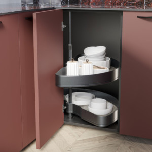 Zoom Carrello estraibile Harmony con chiusura soft, Modulo larghezza 400mm altezza 800mm, Acciaio e Legno, Grigio antracite