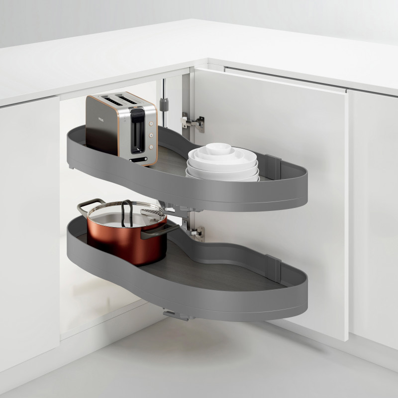 Carrello estraibile Harmony 300mm Emuca acciaio legno grigio cucina