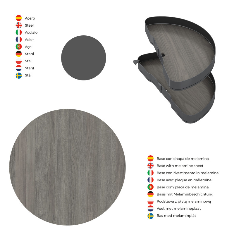 Carrello estraibile Harmony 400mm Emuca acciaio legno grigio cucina