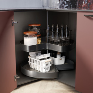 Zoom Carrello estraibile con cestelli e accessori Harmony con chiusura soft, Modulo larghezza 300mm altezza 700mm, Acciaio