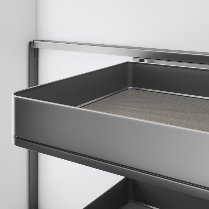 Carrello estraibile con cestelli e portapane Harmony con chiusura soft, Modulo larghezza 300mm altezza 700mm, Acciaio