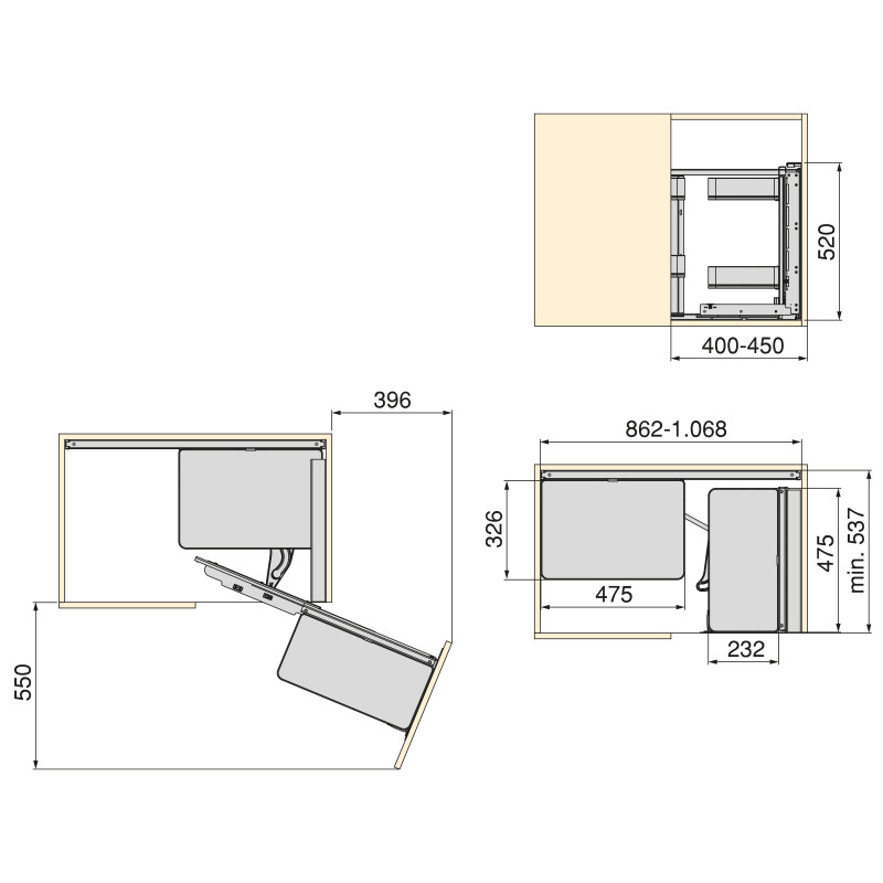 Angolare sinistro Lake Harmony Emuca cucina acciaio legno grigio