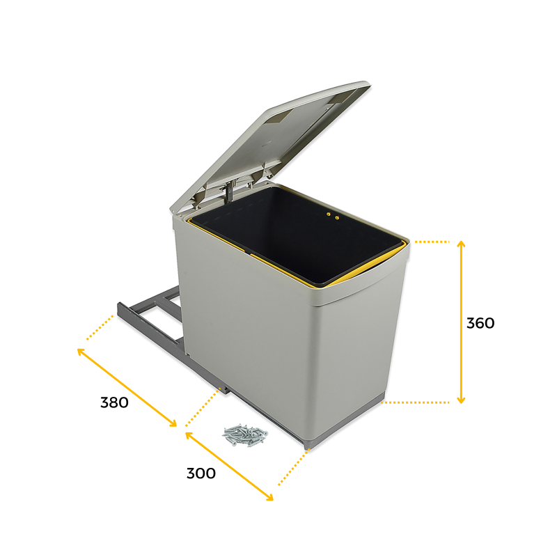 Sistema estraibile Harmony per mobili da cucina, Destra, Acciaio e Legno, Grigio antracite