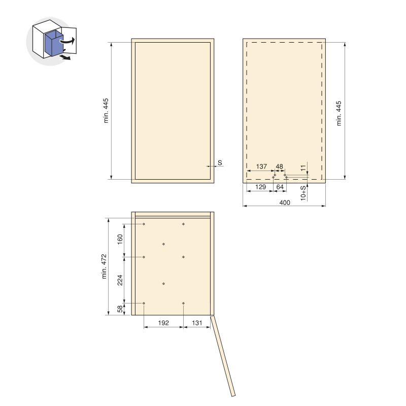 Fondo sottolavello Emuca M100 967x580mm grigio tagliabile cucina