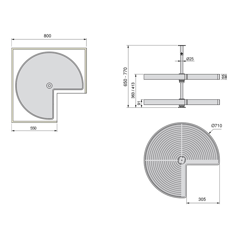 Pattumiere per raccolta differenziata per cucina, 2 x 14L, fissaggio inferiore, estrazione automatica, Acciaio e Tecnoplas