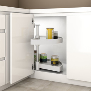 Zoom Set di piatti girevoli 3/4 Shelvo, per modulo da 800 mm, Tecnoplastica e Alluminio, Bianca