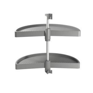 Set di piatti girevoli 3/4 Shelvo, per modulo da 900 mm, Tecnoplastica e Alluminio, Grigia