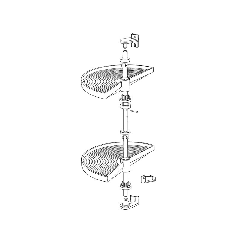 Set di piatti girevoli 3/4 Shelvo, per modulo da 900 mm, Tecnoplastica e Alluminio, Grigia