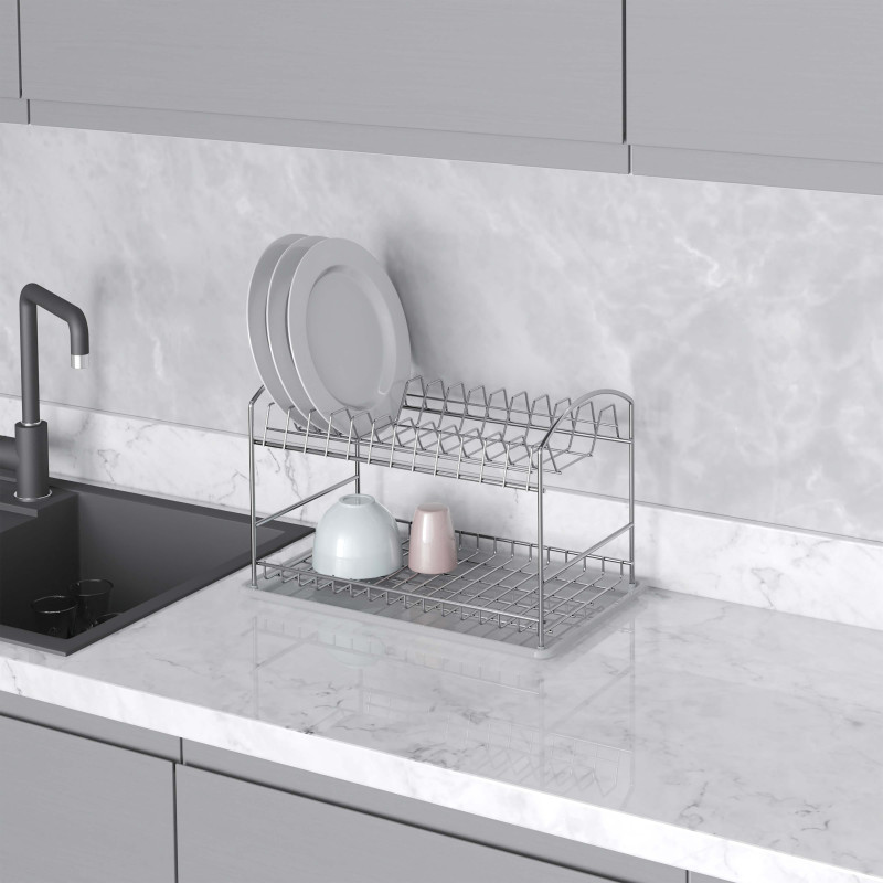 Organizzatore piatti cucina Emuca antracite, fino 13 piatti