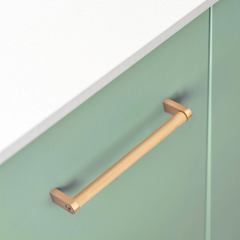 Emuca Lotto di 5 maniglie per mobili Riad, L168mm, interasse 128mm, Alluminio, Bronzato