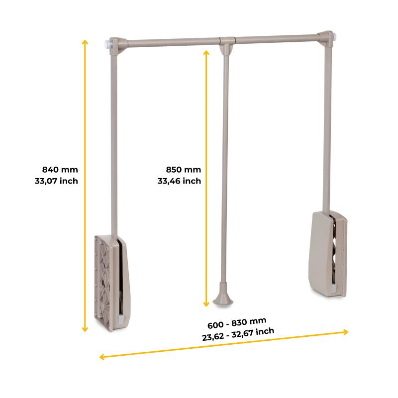 Appendiabiti per Armadio Hang Regolabile 450-600mm Moka