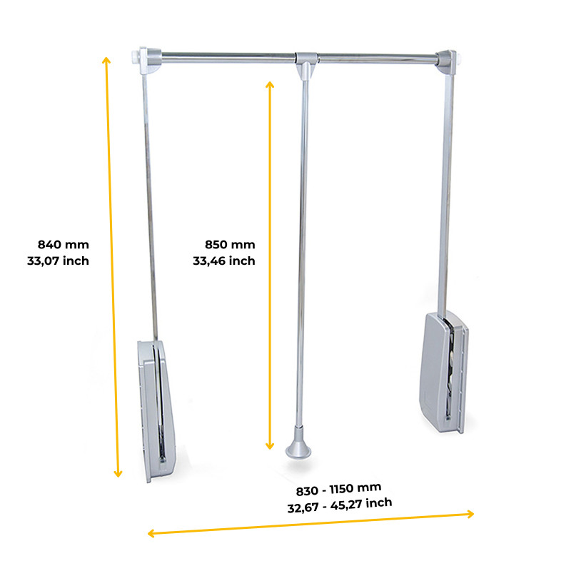 Appendiabiti per armadio Hang, larghezza regolabile 450-600 mm, Acciaio e Tecnoplastica, Verniciato nero
