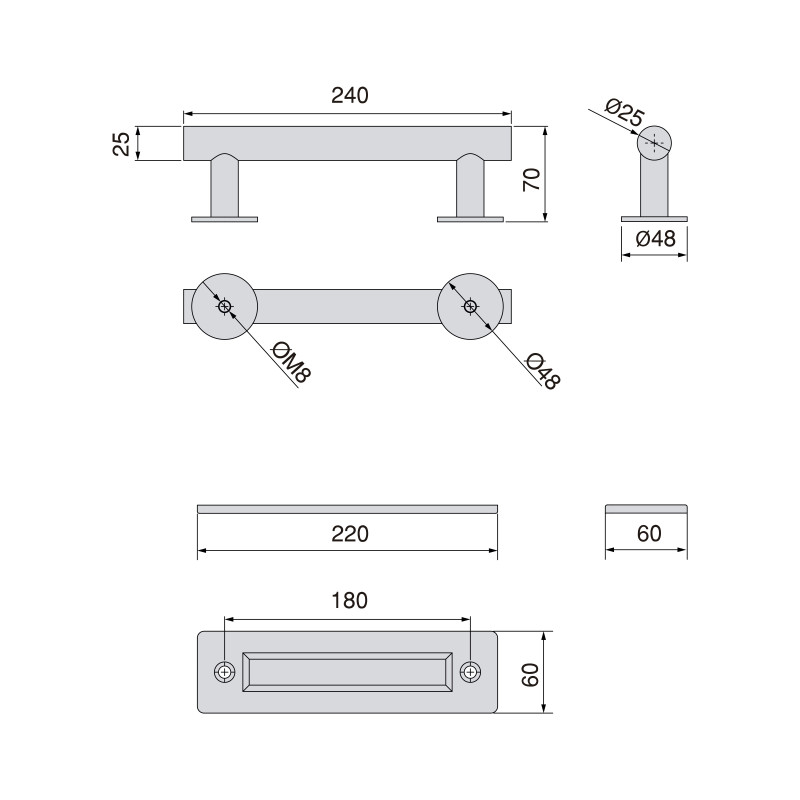 Maniglia per Mobili Emuca Orlando 464mm Nichel Satinato
