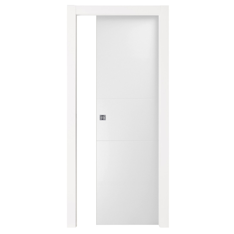 Porta Interna Pantografata 2/4 Righe Bianco Laccato 70–90x210
