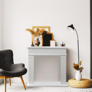 Zoom Cornice per camino rivestimento in legno L89,5xH90,5xP28 Jefferson Bianco