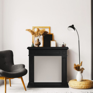 Zoom Cornice per camino rivestimento in legno L89,5xH90,5xP28 Jefferson Nero