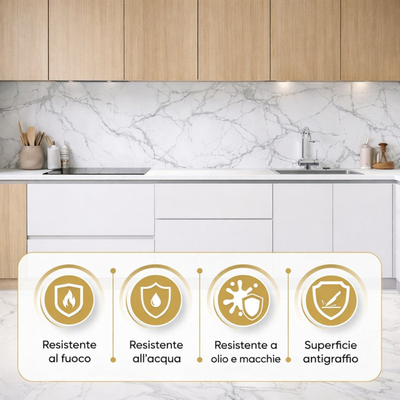 Pannello Effetto Marmo PVC UV 120x60 Set 6 Pz | Beige
