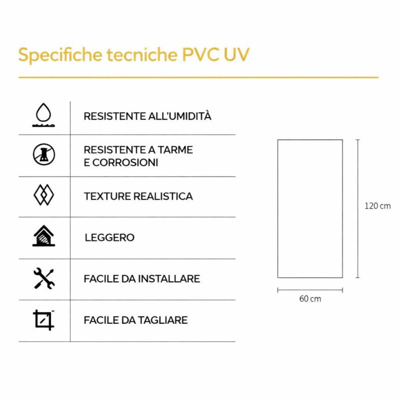 Pannello Effetto Marmo PVC UV 120x60 Set 6 Pz | Beige