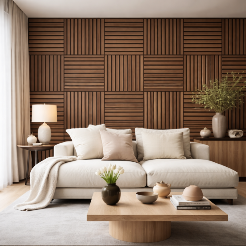 Pannello Fonoassorbente Doghe MDF 60x60 Set 12 Pz Noce