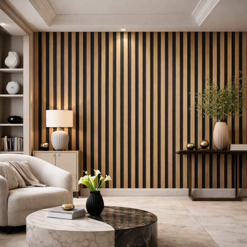 Pannello Fonoassorbente Doghe MDF 60x60 Set 12 Pz Noce
