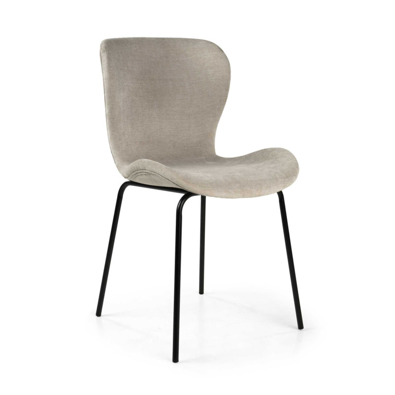Sedia Tibalda Tessuto Sabbia Struttura Metallo Cm 48x55h46,5/82,5
