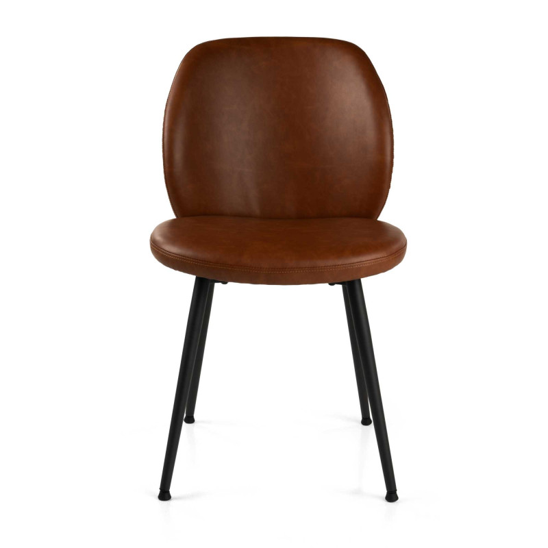 Sedia Glaede Ecopelle Marrone Struttura Metallo Cm 48x56h48,5/84,5