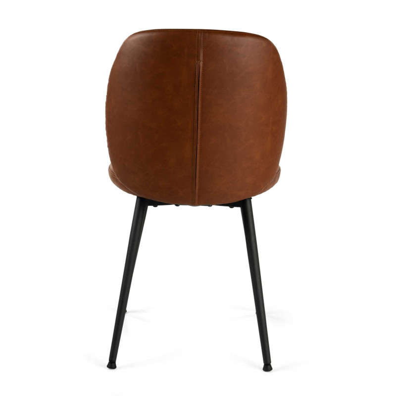 Sedia Glaede Ecopelle Marrone Struttura Metallo Cm 48x56h48,5/84,5