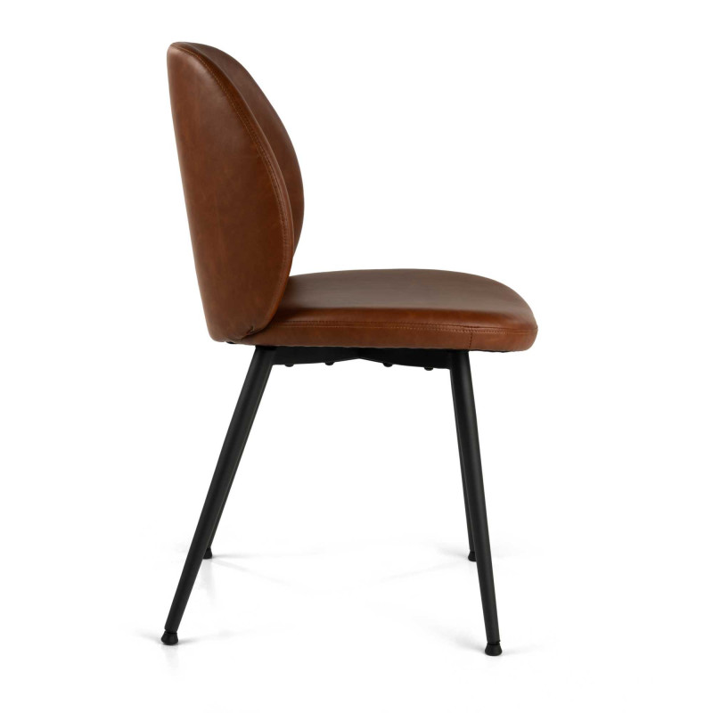 Sedia Glaede Ecopelle Marrone Struttura Metallo Cm 48x56h48,5/84,5