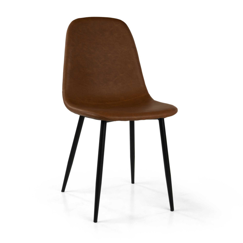 Sedia Malva Ecopelle Marrone Struttura Metallo Cm 44x54h46/86