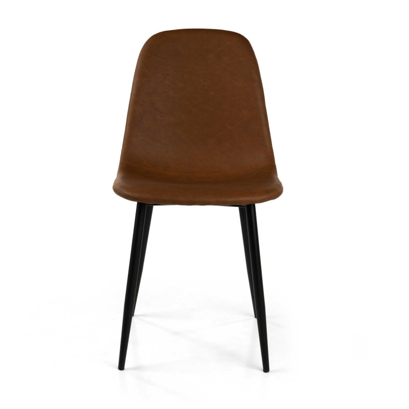 Sedia Malva Ecopelle Marrone Struttura Metallo Cm 44x54h46/86