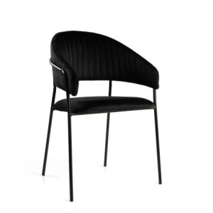 Zoom Poltrona Velluto Chloe Nero Struttura Nero Cm 59x51h49/83,5