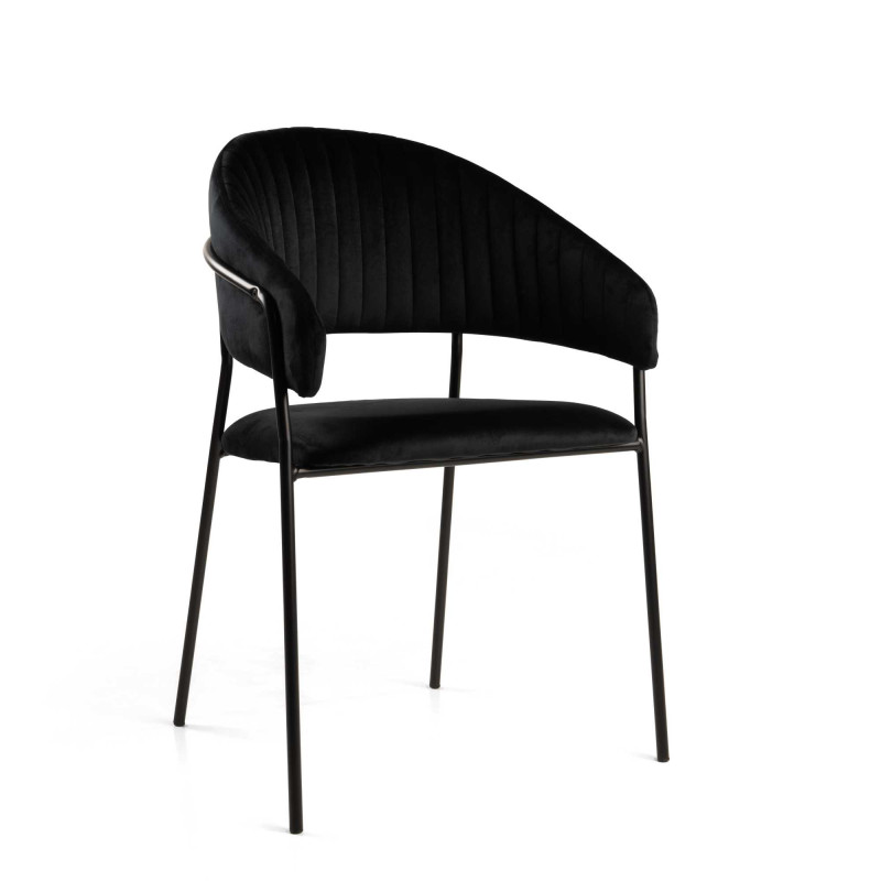 Poltrona Velluto Chloe Nero Struttura Nero Cm 59x51h49/83,5