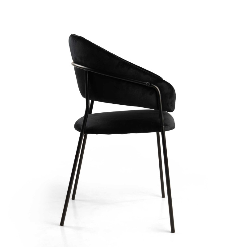 Poltrona Velluto Chloe Nero Struttura Nero Cm 59x51h49/83,5