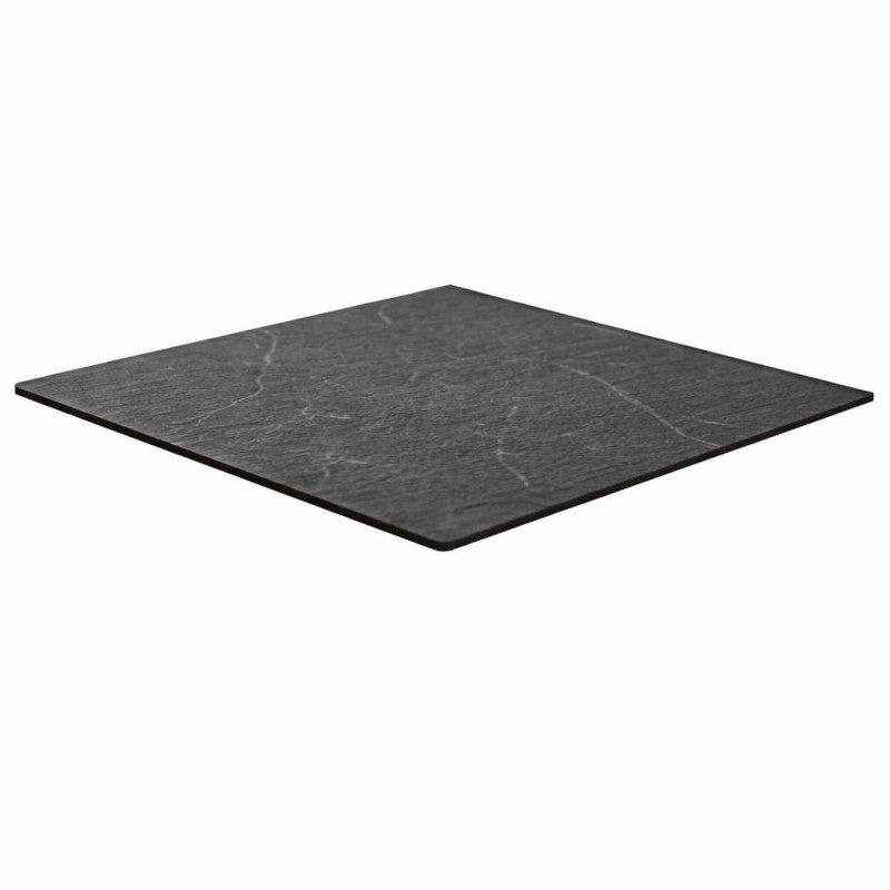 Top Tavolo Hpl Marmo Nero Tahiti Quadro cm 79x79x1