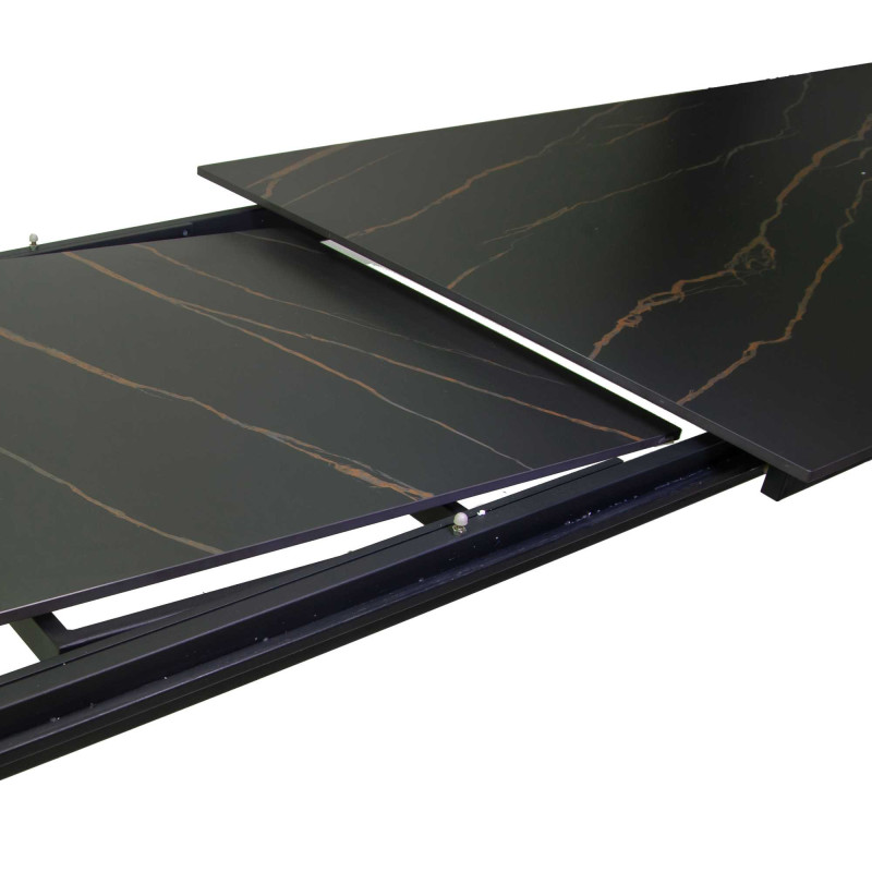 Tavolo metallo allungabile Rogers top pietra 160-220x90x75 cm