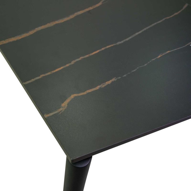 Tavolo metallo allungabile Rogers top pietra 160-220x90x75 cm