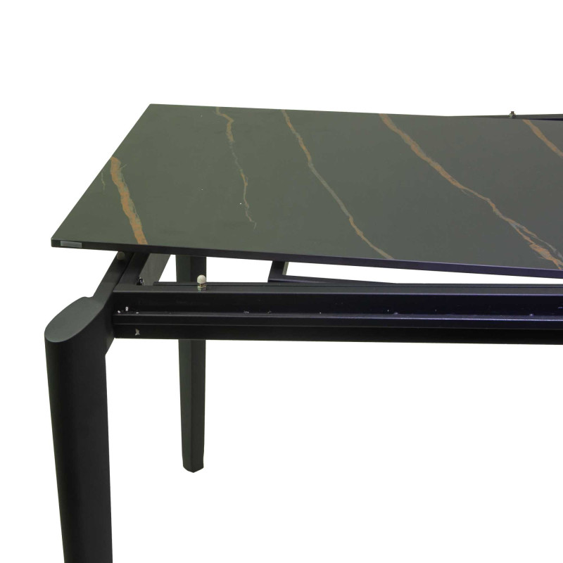 Tavolo metallo allungabile Rogers top pietra 160-220x90x75 cm