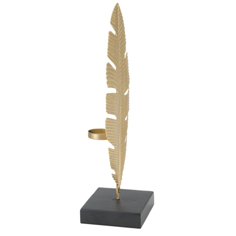 Scultura Foglia Con Porta Candela Glam cm 10x10x34