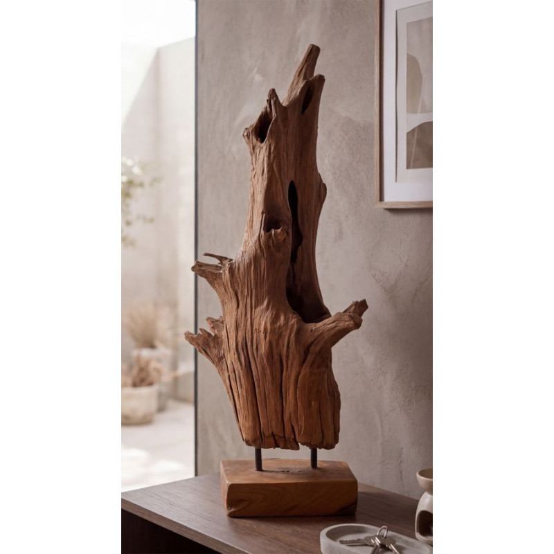 Scultura Akar In Teak Riciclato cm 23x27x64 (pezzi Unici - Non Ripiani In Serie)