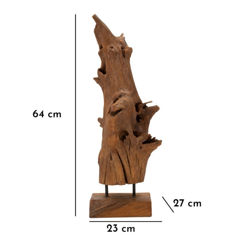 Scultura Akar In Teak Riciclato cm 23x27x64 (pezzi Unici - Non Ripiani In Serie)