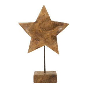 Scultura Stella In Teak Riciclato cm 28x12x42 (pezzi Unici - Non Ripiani In Serie)