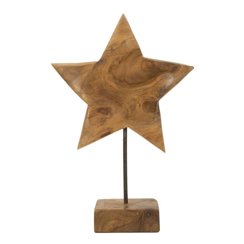Scultura Stella In Teak Riciclato cm 28x12x42 (pezzi Unici - Non Ripiani In Serie)