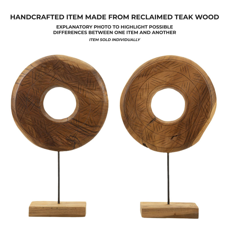 Scultura Dorat In Teak Riciclato cm 35x10x58 (pezzi Unici - Non Ripiani In Serie)