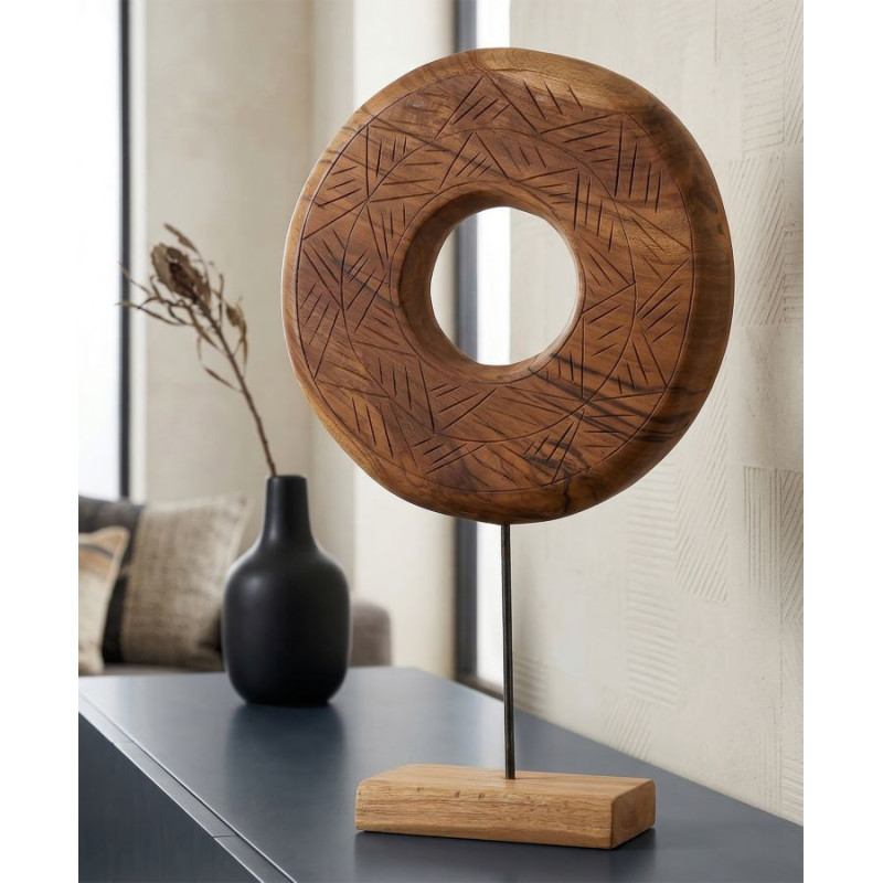 Scultura Dorat In Teak Riciclato cm 35x10x58 (pezzi Unici - Non Ripiani In Serie)